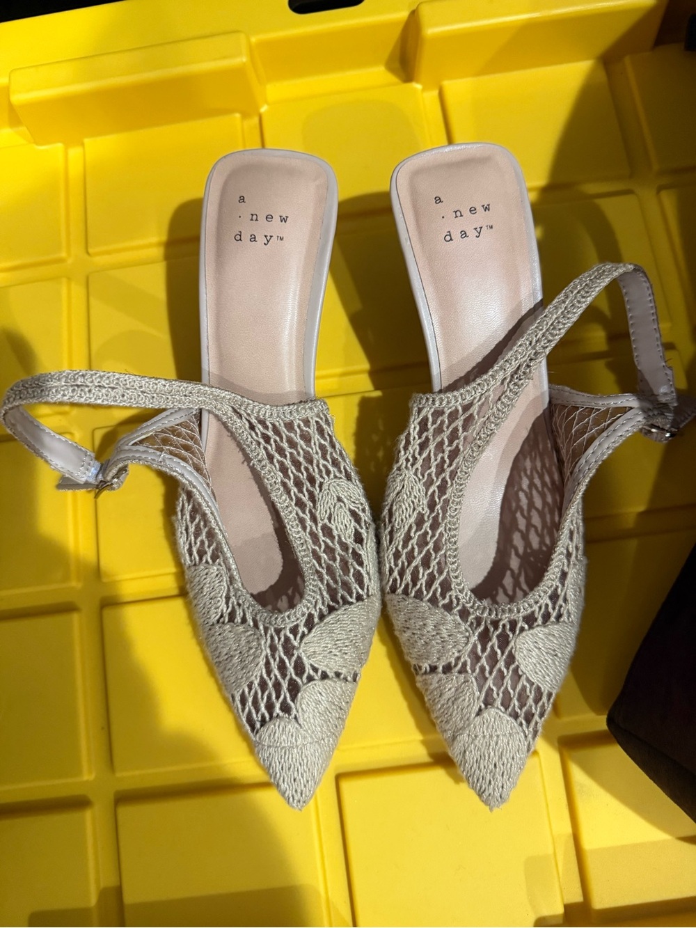 a new day Beige Knit Pointed-Toe Slingback Mules